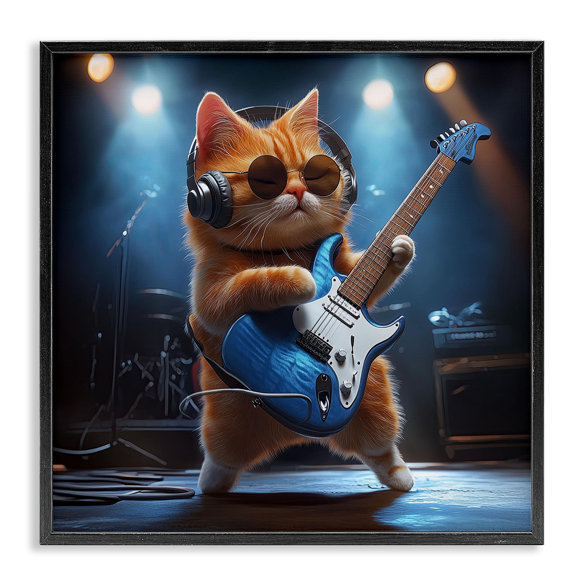 Cadeau musicien chat guitariste Stupell Industries décoration murale rock