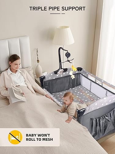 Miniatura 2 de Moisés de noche para bebé, cuna portátil con mosquitera, colchón, cambiador de pañales, corralito para recién nacidos a niños pequeños, empacar y