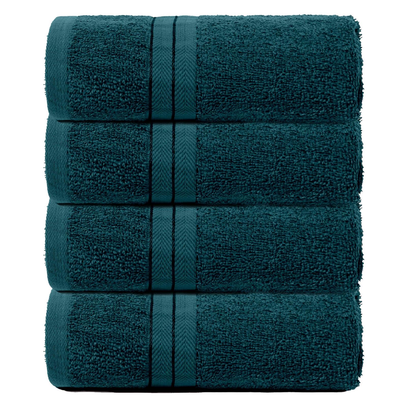 Brentfords 100% Cotton Hand Towels Teal Green, Super Soft Feel Small Towels Highly Absorbent Kitchen Bathroom Towels Set Homeware Essentials Towel, 4 Piece