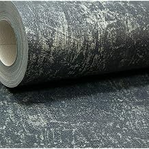 Muriva Travis Texture Charcoal Wallpaper Black Gold Metallic Silver Distressed Industrial