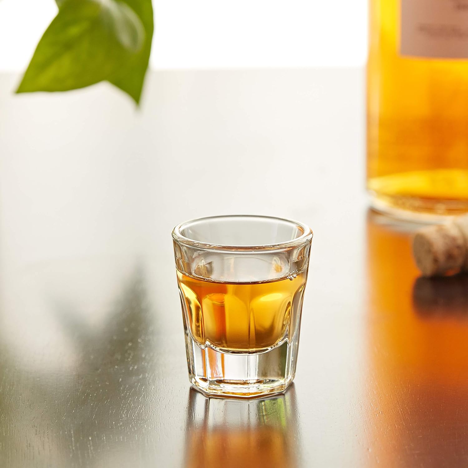 Restaurantware Otto 1 Ounce Shot Glasses Set Of 6 Paneled Whiskey Shot Glasses - Fine-Blown Heavy Base Dishwasher-Safe Clear Glass Shot Glass Set Chip-Resistant For Whiskey Tequila or Vodka