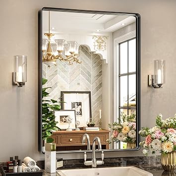Brightify Black Bathroom Mirror 24x36 Inch,Vanity Mirror for Wall, Wall Mounted Mirror Bedroom Living Room Entryway (Horizontal/Vertical)