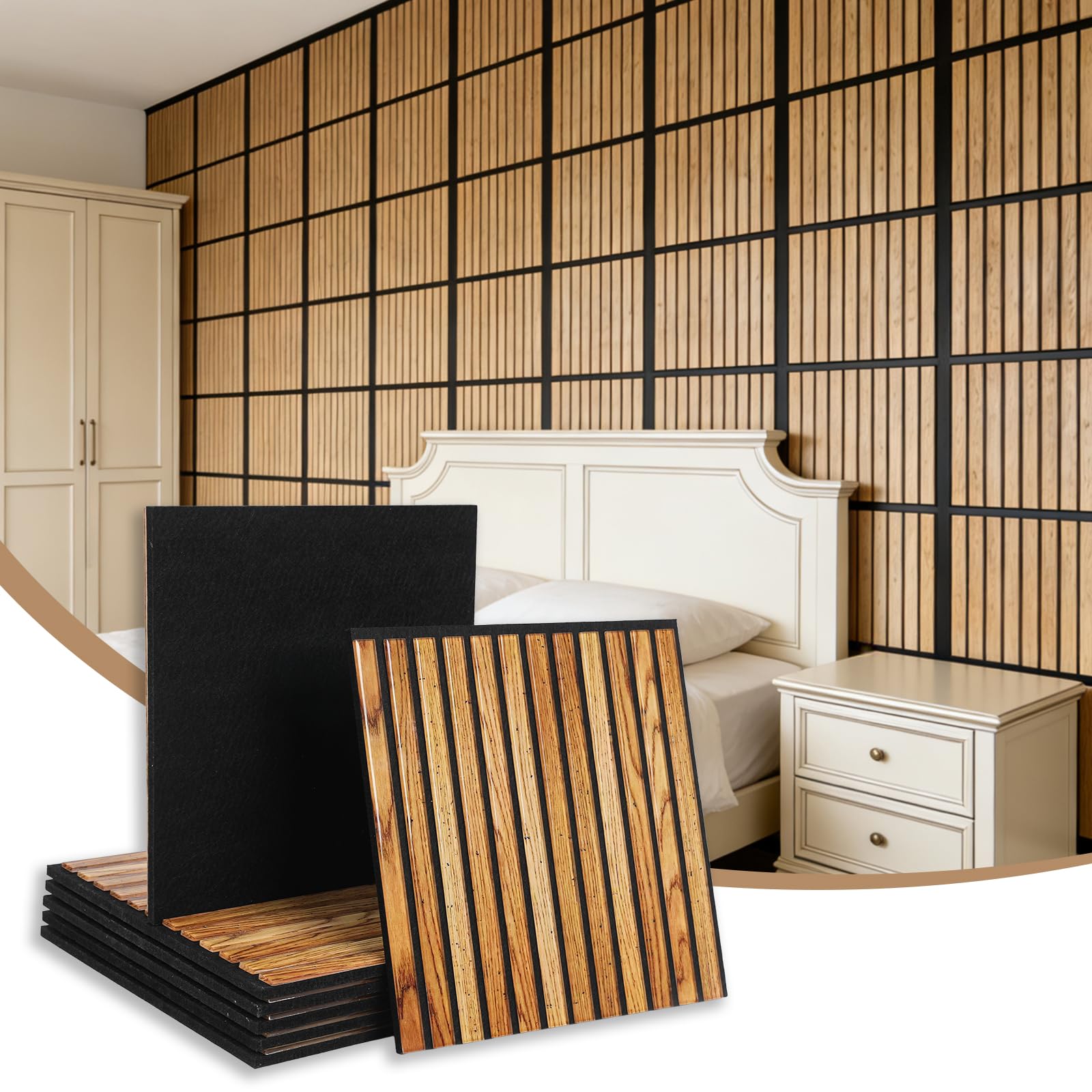 Panneaux muraux acoustiques contre l'écho intérieur avec teck foncé absorbant le son