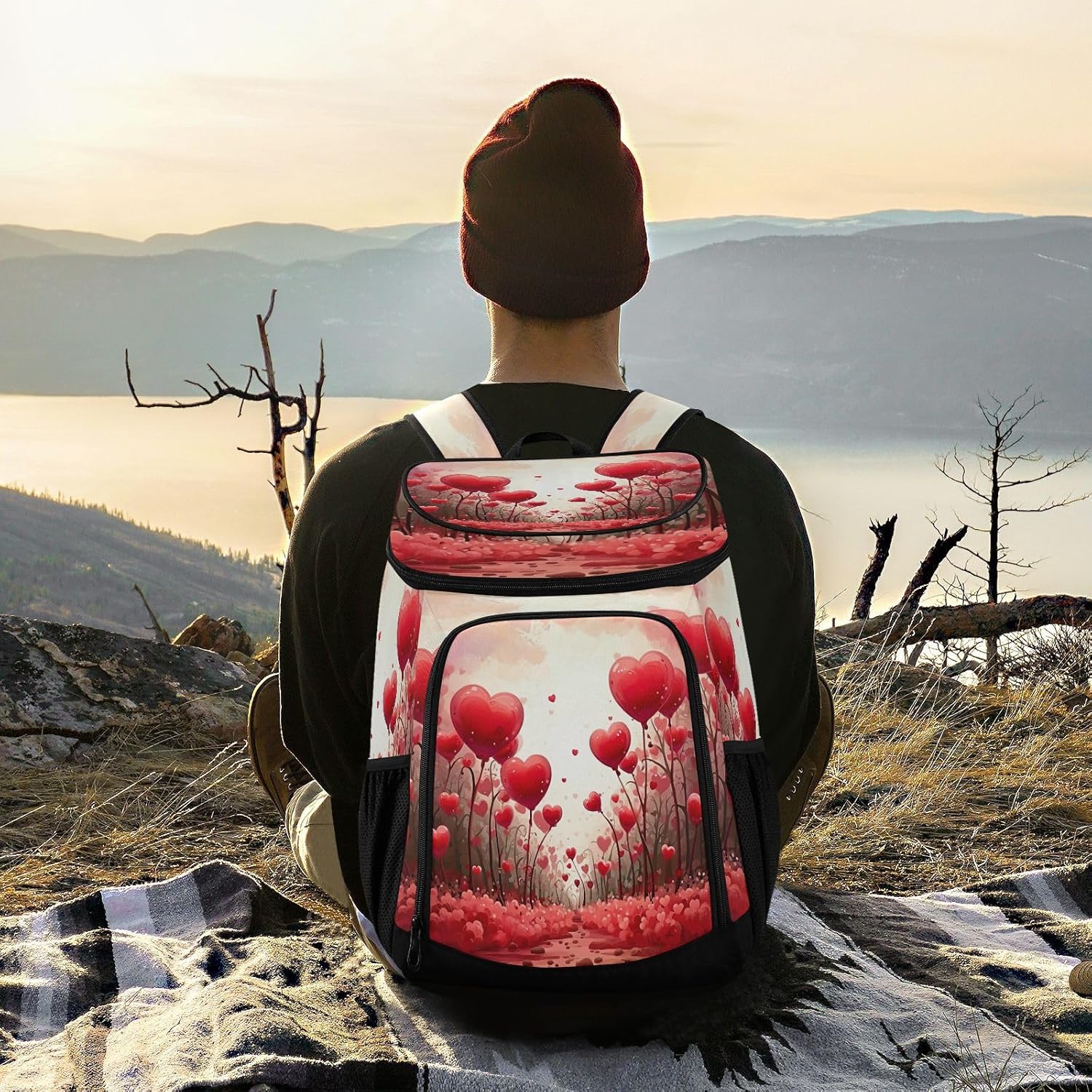Heart Love (2) Cooler Backpack 36 Cans Leakproof Waterproof Backpack Cooler Bag Beach Accessories Travel Camping Fishing Backpack for Women Men