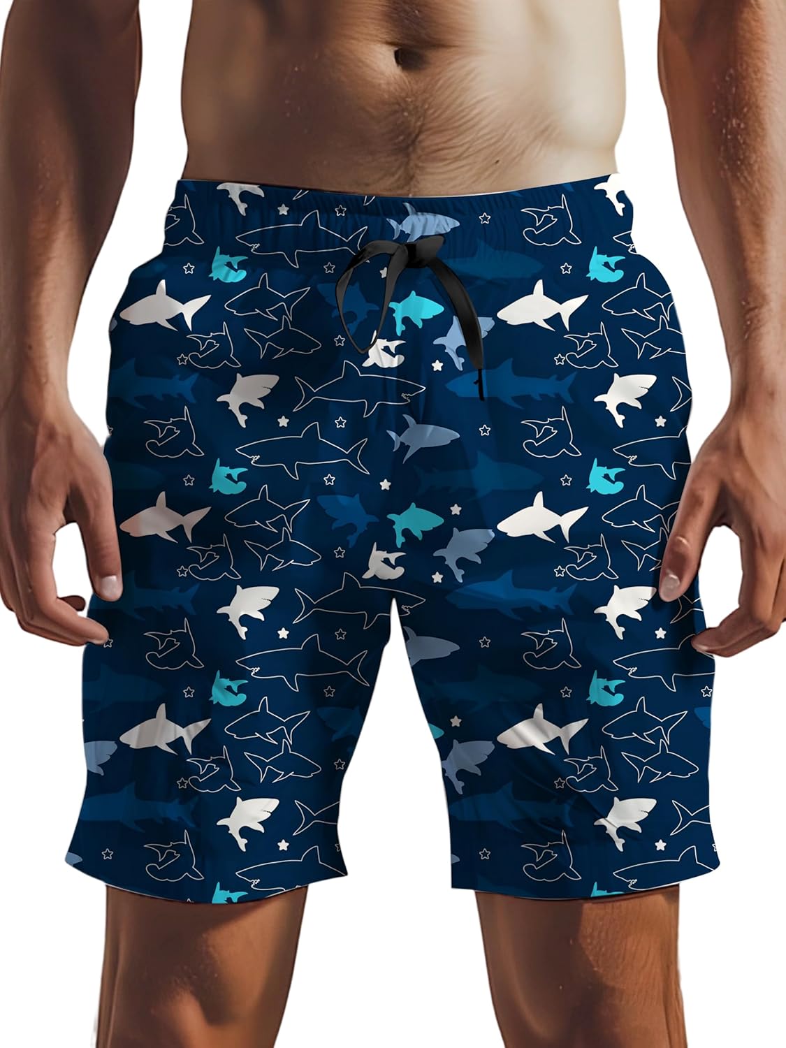 Mens Swim Trunks 7 inch Inseam Quick Dry Board Shorts Running Bathing Suit with Side Pockets Mesh Lining