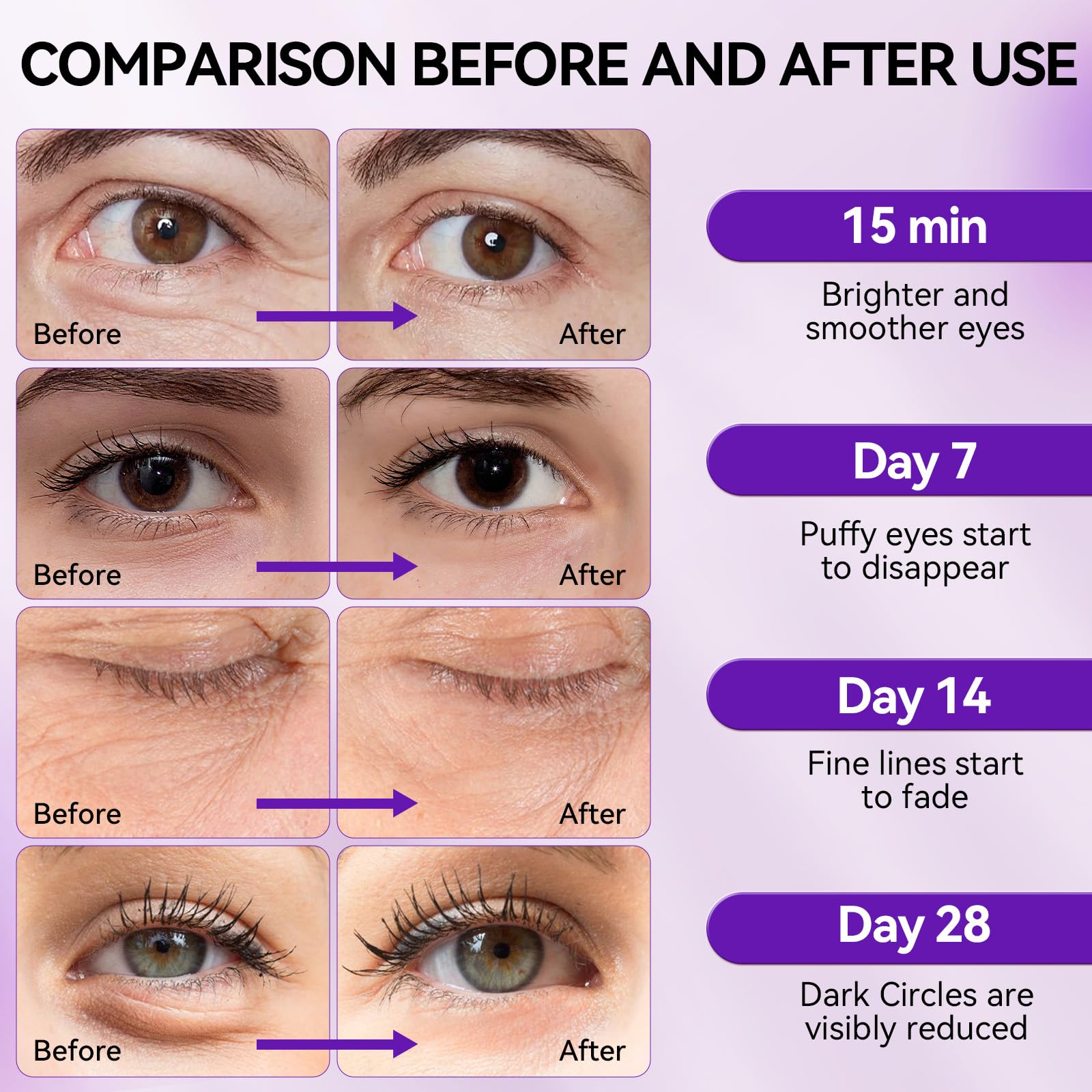 BREYLEE Aloe Vera Eye Masks– 60 Pcs - Puffy Eyes and Dark Circles Treatments – Look Younger and Reduce Wrinkles and Fine Lines Undereye, Improve and Firm eye Skin - Pure Natural Material Extraction: Retinol purple