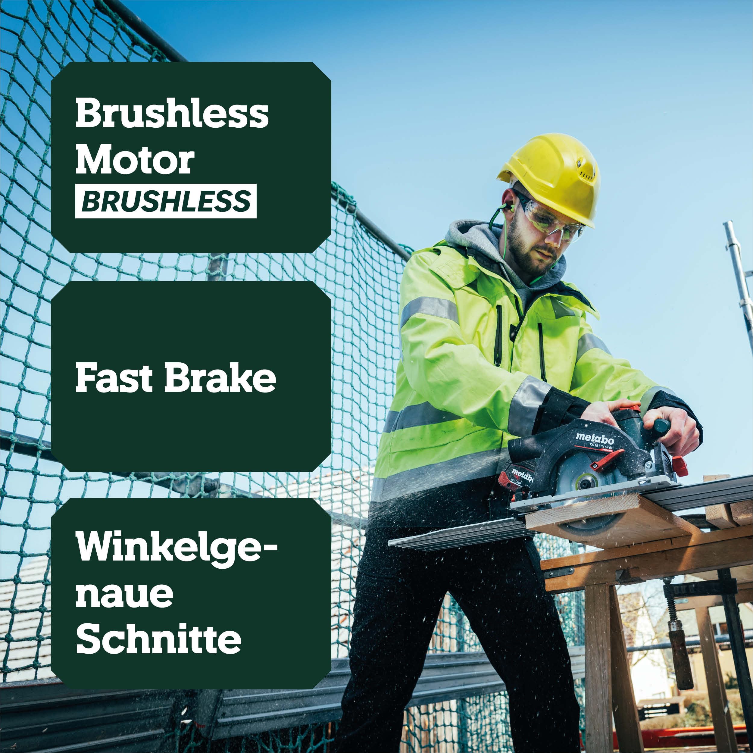 metabo KS 18 LTX 57 BL Akku-Handkreissäge, 18V Brushless, 57mm Schnitttiefe | Präzise Schnitte, Aluminium-Bodenplatte, Schrägschnitte bis 50°, 45° Rastpunkt, inkl. metaBOX, ohne Akku & Ladegerät.