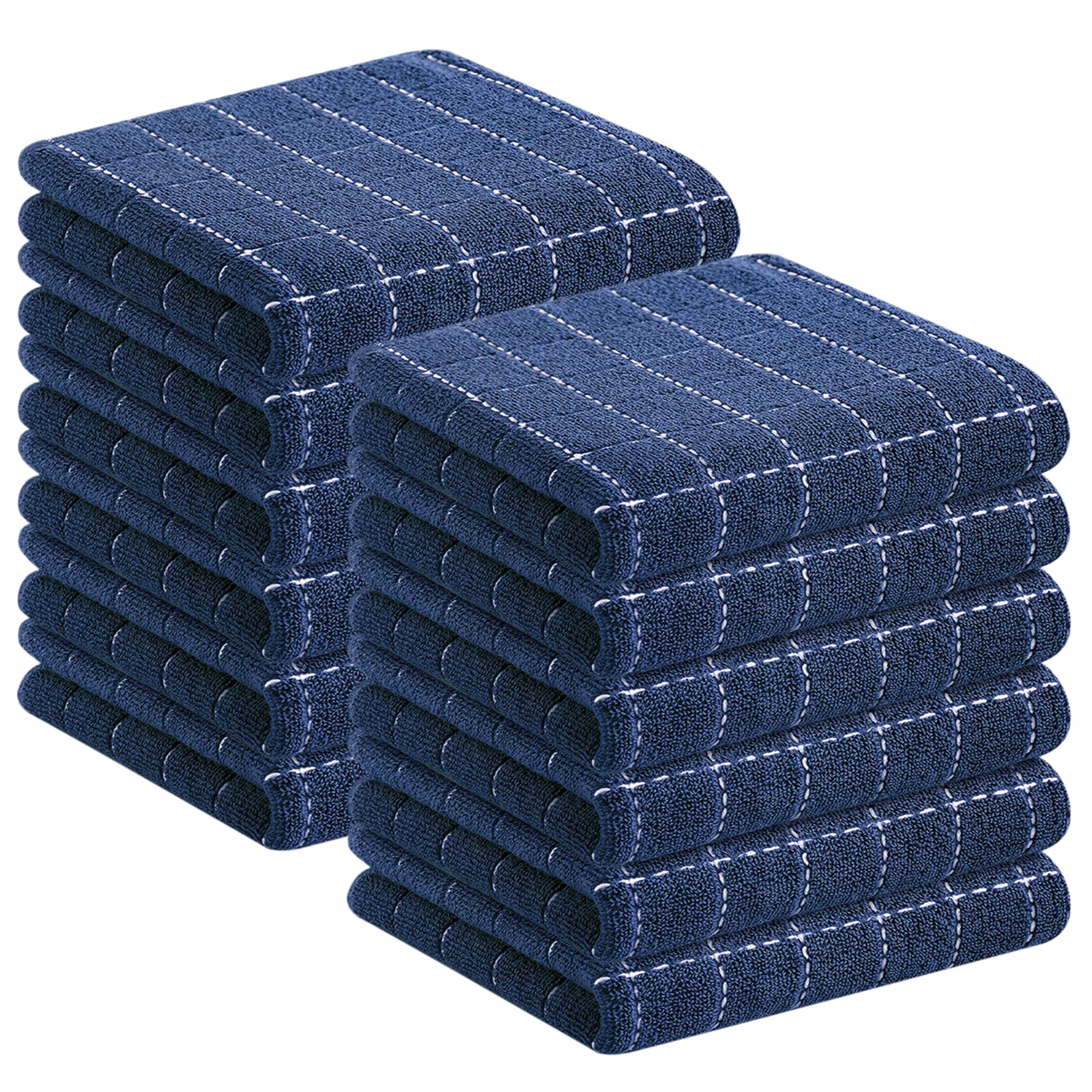 Homaxy 100% Cotton Terry Kitchen Towels, 12 Pack, Navy Blue | Ultra Soft and Absorbent Dish Towels for Kitchen, Suitable for Drying and Washing Dishes