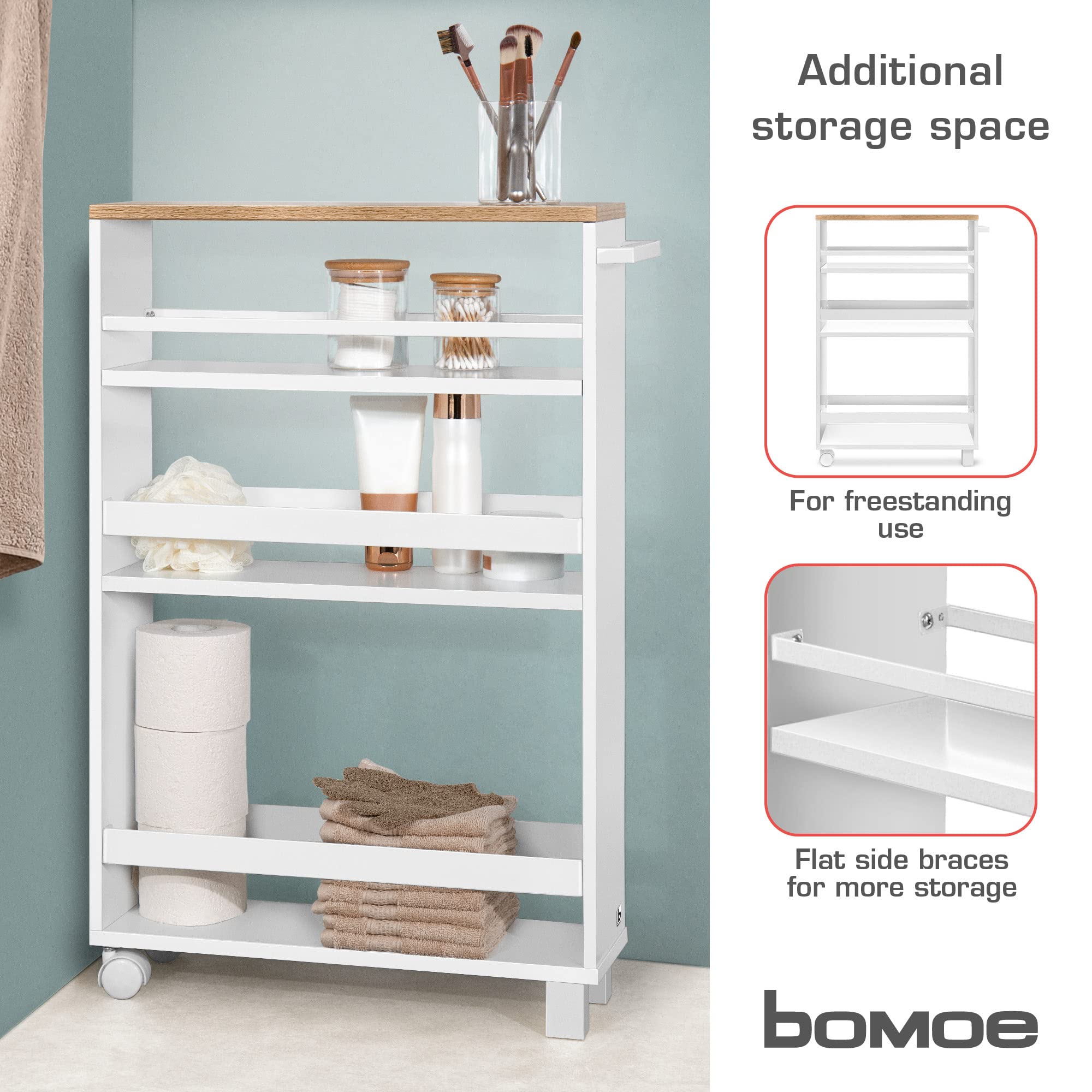 bomoe Carrito Auxiliar con Ruedas Mueble para almacenaje verdulero FSC®