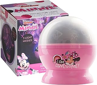 Idea Nuova Disney Minnie Mouse Rotating LED Projection Kids Lamp and Nightlight 4.88