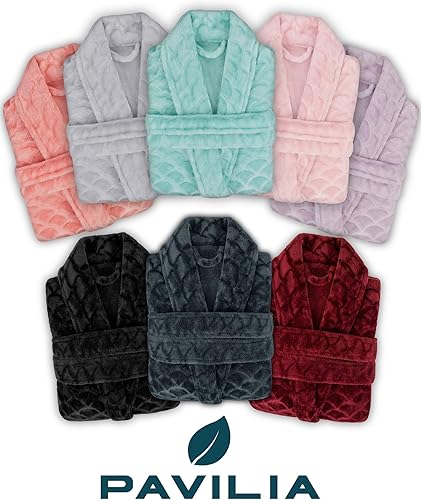 Miniatura 6 de PAVILIA Batas cortas para mujer, bata de baño suave de felpa para mujer, ligera, mullida hasta la rodilla, bata de ducha spa o casa