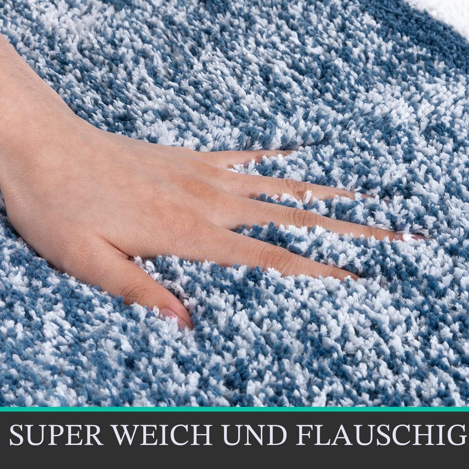 Pauwer Rutschfestes 3-teiliges Badematten- und WC-Vorleger-Set, super wasserabsorbierend, Badteppich Sets, maschinenwaschbar, Mikrofaser, zottelig, Duschbodenmatten für Badezimmer