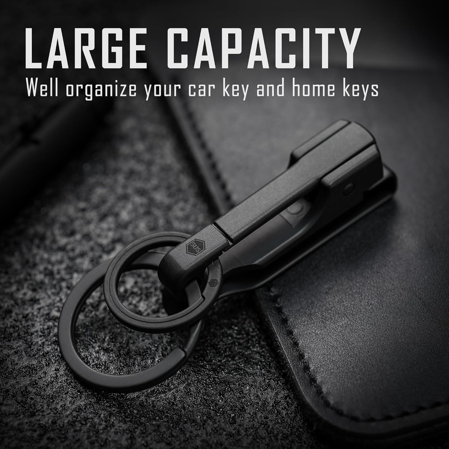 KeyUnity EDC Belt Keychain Clip Quick Release, Stainless Steel Duty Belt Key Ring Holder for Pants, Jeans, Trousers