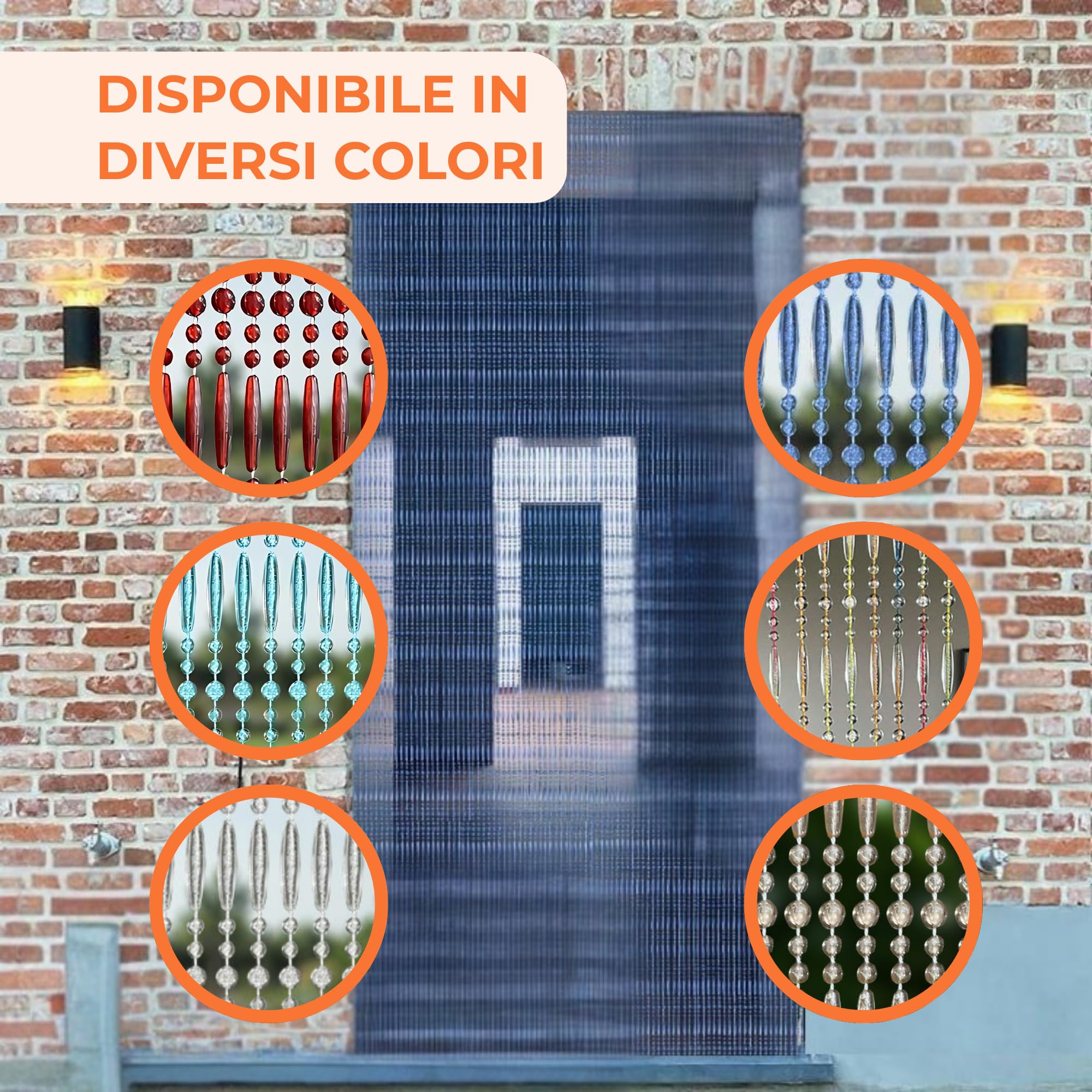 Trente Tenda di Perline – Diverse dimensioni e colori, Zanzariera per Porta del Balcone, Perline Anti-Insetti, Tenda Anti-Mosche Blu Zaffiro 100 x 230 cm