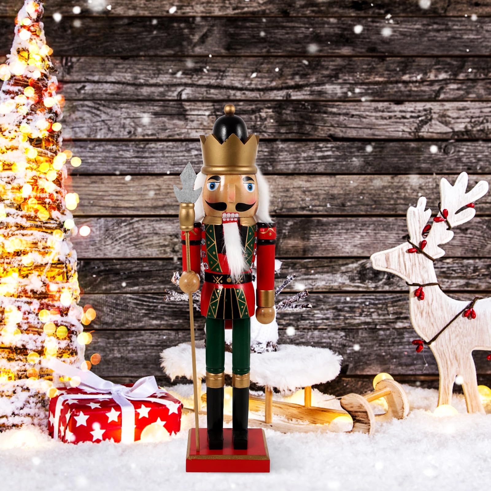 TOYANDONA 3 Piezas Cascanueces de Escritorio Navideño de Madera, Adorno