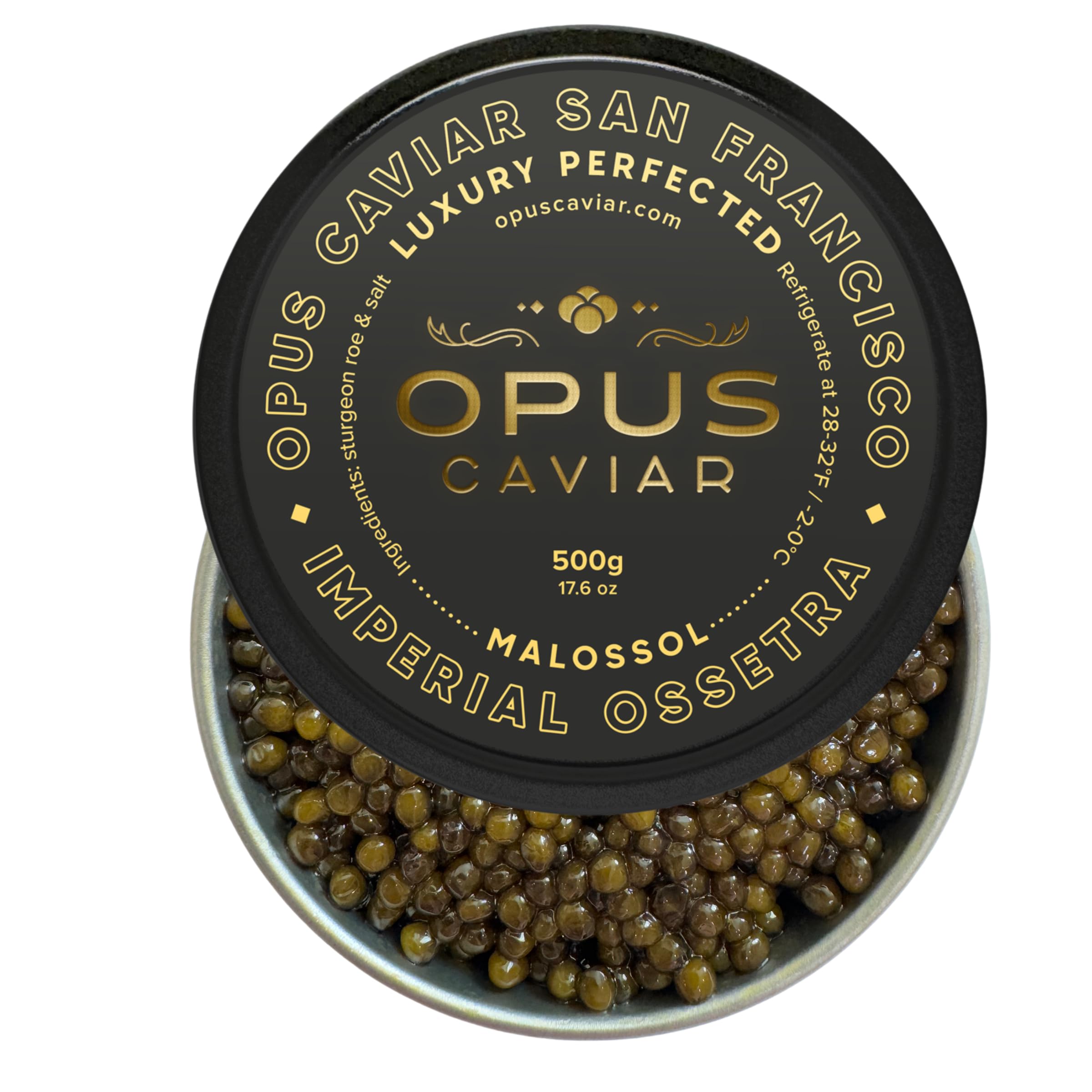 Opus Imperial Osetra Black Caviar - Great with Blinis for Caviar Food as Fresh Cavier Fish Roe, Osetra Non-Pasteurized Sturgeon Cabiar, Affordable Gourmet Cavier, Ossetra Sturgeon Roe 17.6oz / 500g