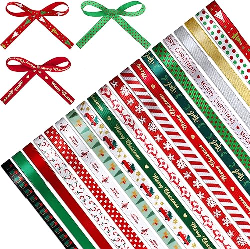 40 rollos de cinta de grogrén de Navidad, copo de nieve, cinta suave para manualidades, cinta de satén de poliéster para Navidad, accesorio para