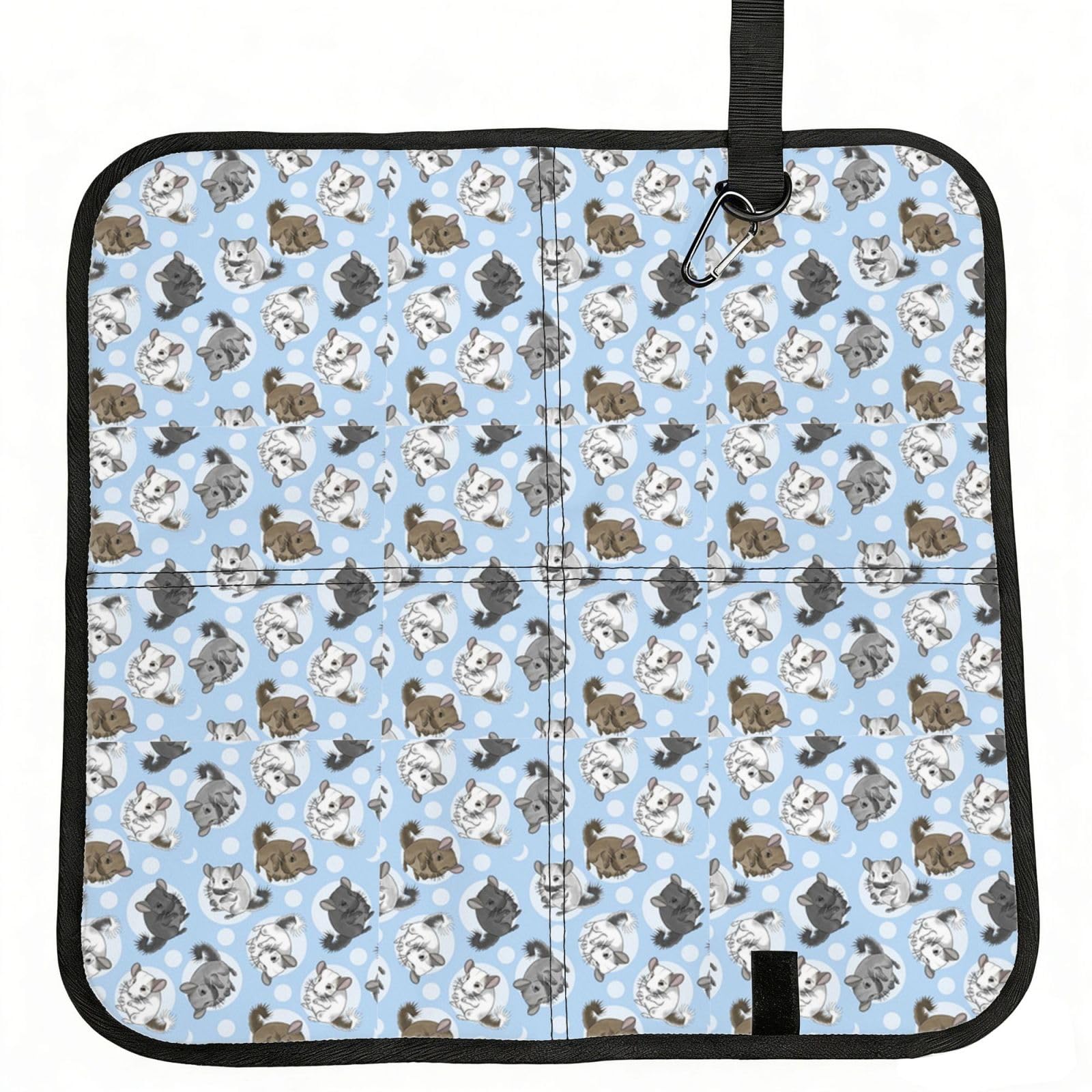 ERCgad Blue Chinchillas And Moon Print Foldable Seat Cushion Portable Chair Pad Lightweight Travel Outdoor Office Home