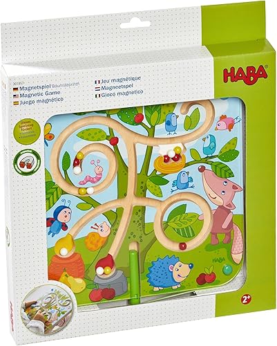 Miniatura 3 de HABA Juego de rompecabezas magnético de madera de laberinto de árbol desarrolla habilidades motoras finas y reconocimiento de color
