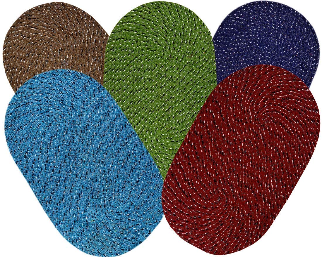 F&N Home Decor Pack of 5 Modern Mat for Home and Office (Multicolour, Cotton, 13 X 21)
