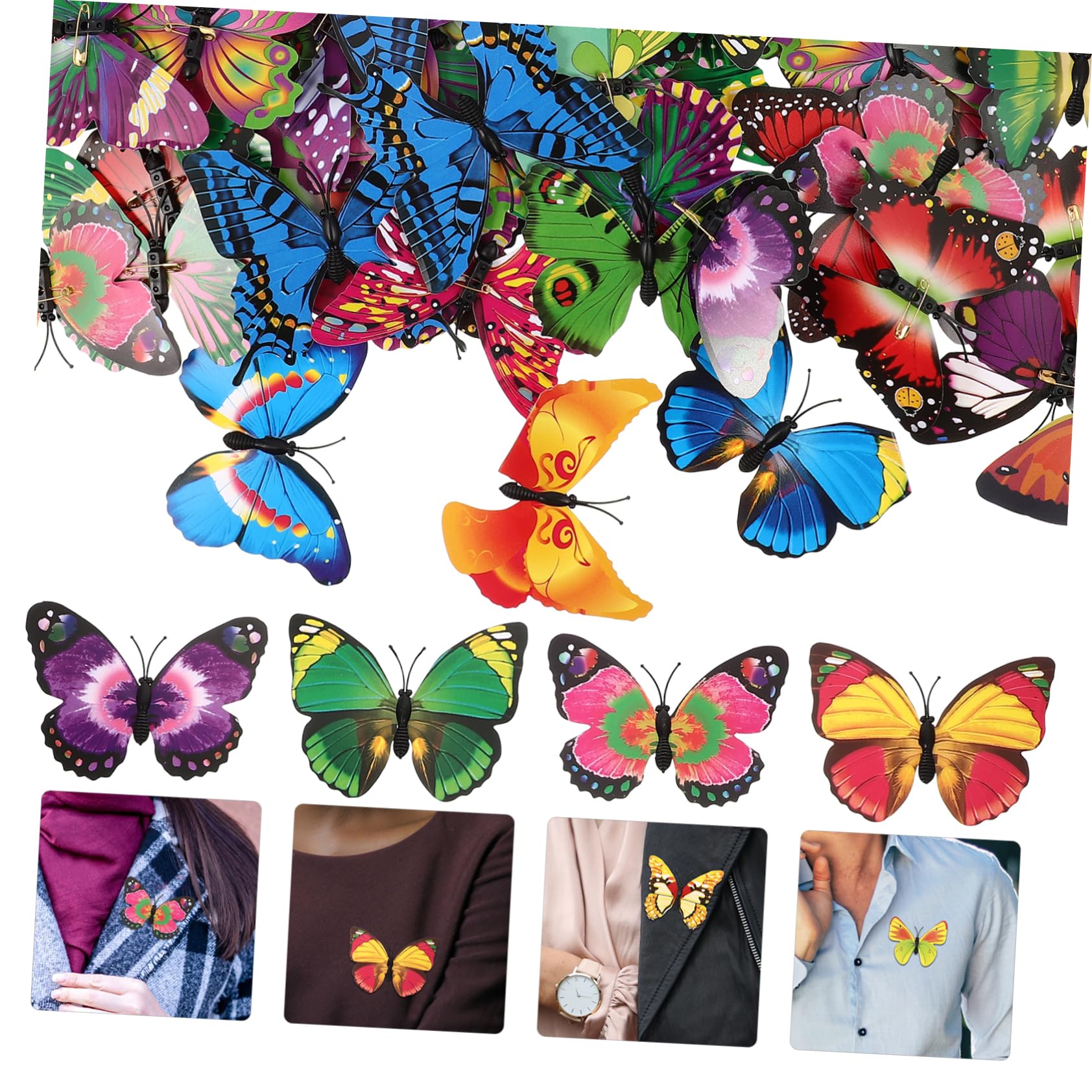 Pin Decorativo de Mariposas Pvc 100piezas para Mochilas y Sombreros | Diseño Delicado y Variedad de Estilos, Fácil de Llevar y Guardar, Adecuado para Decorar Accesorios