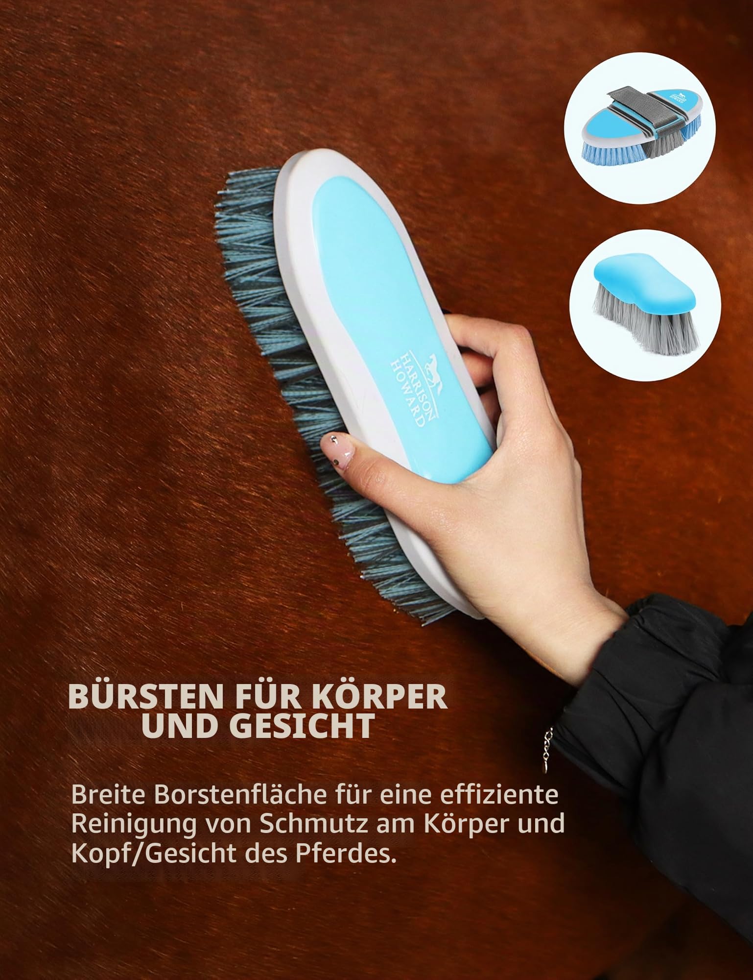 Harrison Howard Pferdepflegeset 11-teilige Pferdepflegeserie Pferdebürsten-Sets mit Organizer Tragetasche Sattelkammer Zubehör Haarausfall Körperpflege Massagewerkzeuge Blaue Pinselstriche Ponys