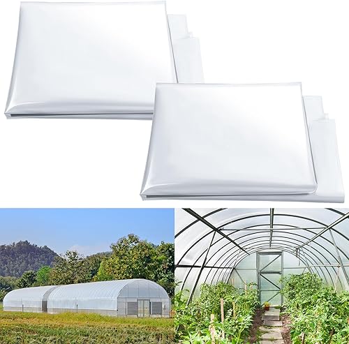 Teling 2 piezas de película de plástico para invernaderos de 6 mil, resistentes a los rayos UV, cubiertas de polietileno para jardín, cubierta de
