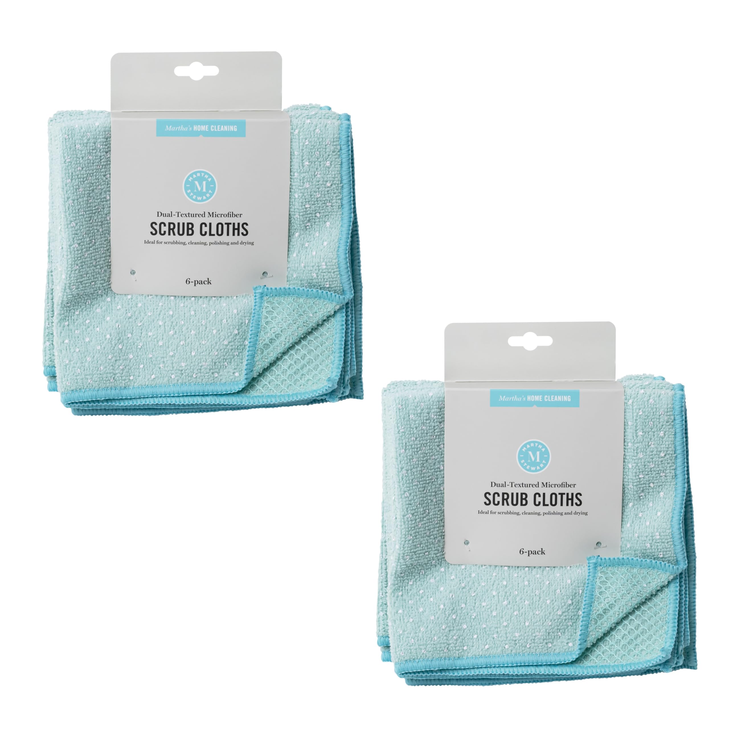 Martha Stewart Microfiber Scrub Kitchen Cloths, Polka Dot, 12 Count