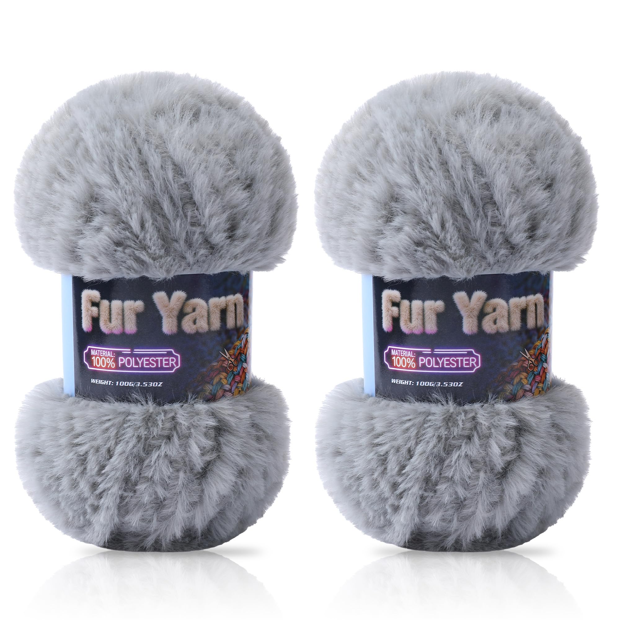 Faux Fur Yarn Soft Fluffy for Crocheting - 2 Skeins(Each 3.5oz/100g, 71yd/65m) - Chunky & Fluffy Yarn for Crochet Amigurumi, Blankets, Hand Knitting, Scarves &Crafts (2, Beige) — view 27