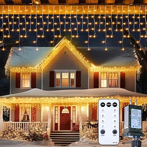 Miniatura 18 de Brightown Luces de Carámbanos para Exteriores, 66 Pies 736 Luces LED de Carámbanos de Navidad con 138 Gotas, 8 Modos, Luces de Cadena de Navidad con