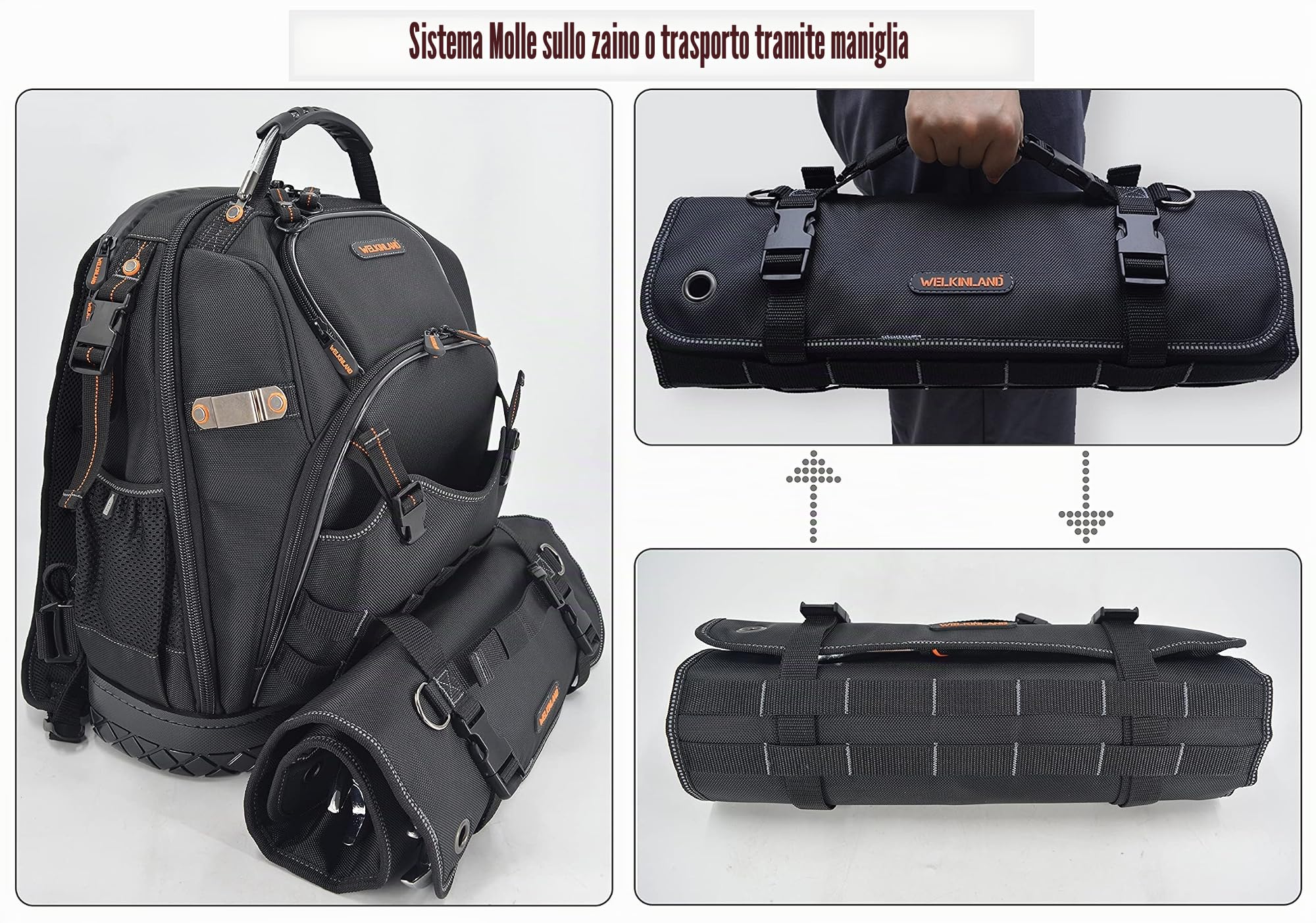 WELKINLAND 22 tasche chiave a rullo portautensili, 0,6 – 3,2 cm, custodia per chiavi inglesi (strumenti non inclusi)