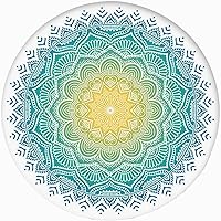 Vista 18 de Mantel redondo ajustable con borde elástico, patrón de mandala marrón en poliéster estampado oscuro, tamaño XL, se adapta a mesas redondas de hasta