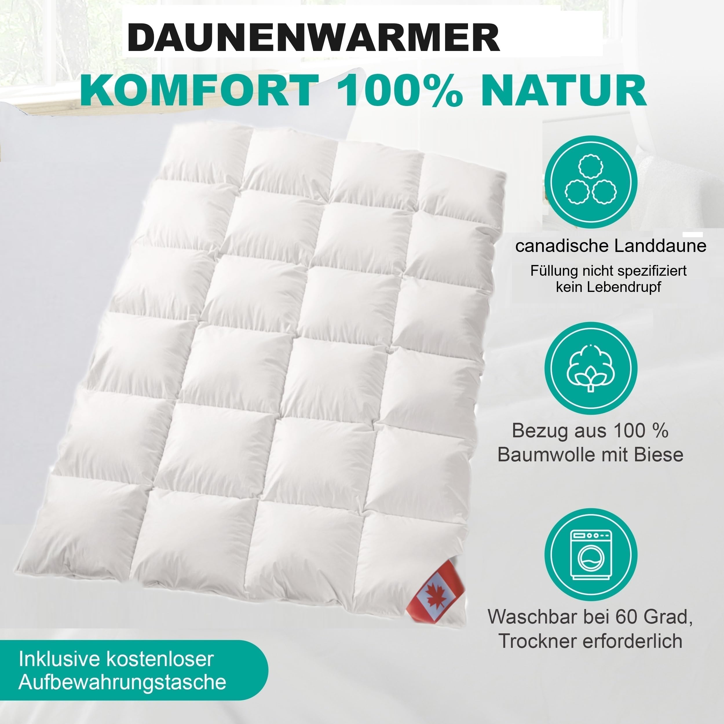 Canada warme Winter Daunendecke Kassetten canadische Daune (155x220 cm)