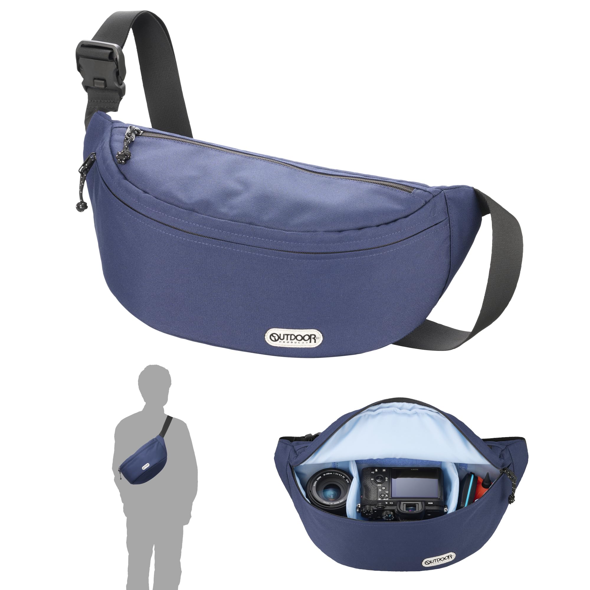 ハクバ カメラバッグ OUTDOOR PRODUCTS(アウトドアプロダクツ) カメラショルダーバッグ07 AZ ネイビー 軽快に持ち運べる超軽量スリングタイプ YKKファスナー 撥水生地採用 AMZODCSB07NV 4977187005325