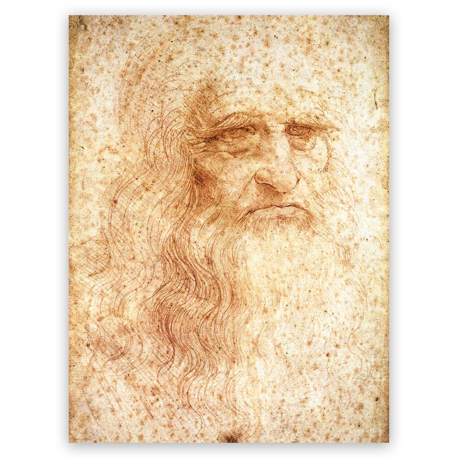 KWAY Leonardo da Vinci Wall Art - Self Portrait Canvas Art Print - Vintage Poster Modern Home Decor for Living Room Bedroom Unframed (12x16in/30x40cm)