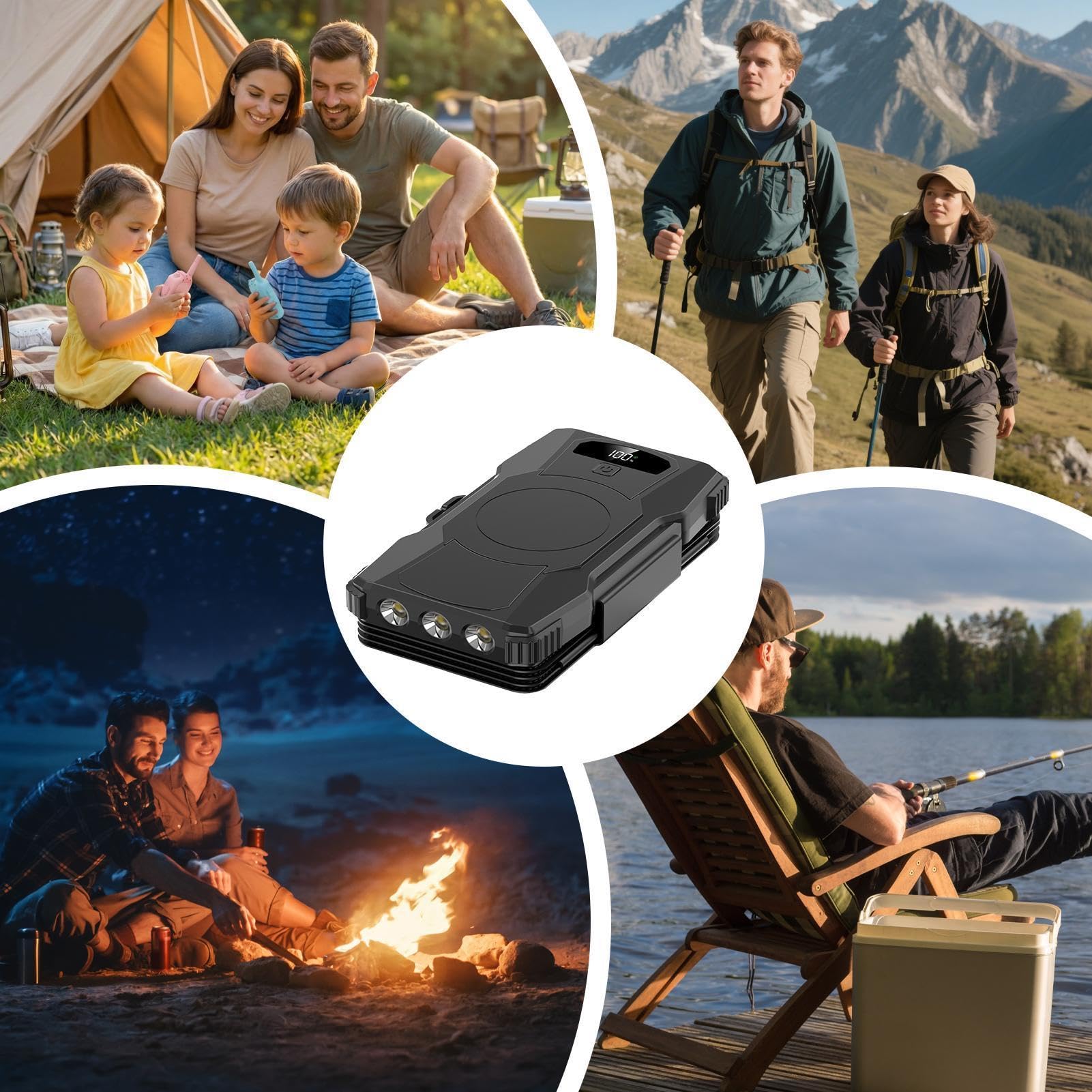 Caricatore solare portatile batteria esterna 20000 mAh con torcia