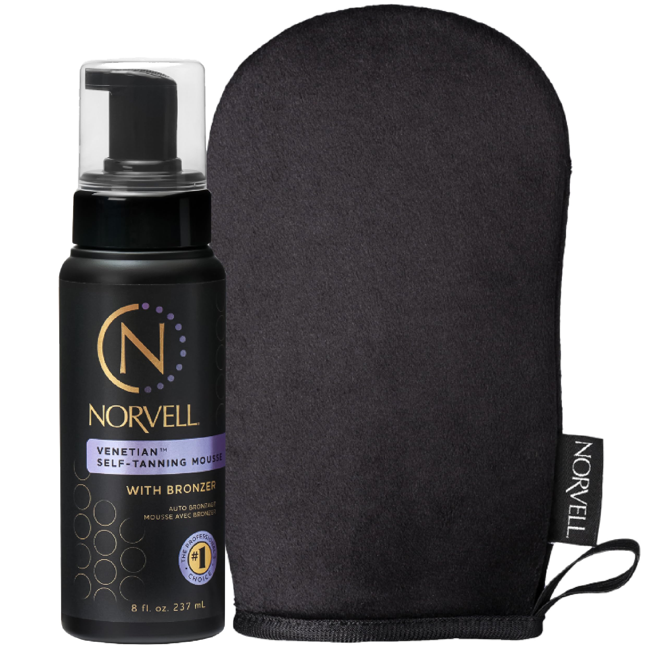 Venetian Self Tanning Set – 8 Fl Oz Mousse with Bronzer and Reusable Applicator Mitt for Natural-Looking, Streak-Free Tan
