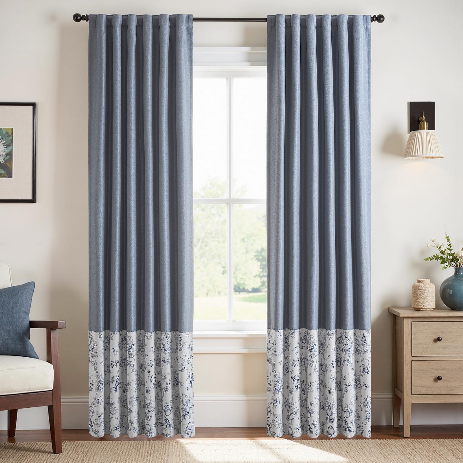 Amazon.com: jinchan Faux Linen Blackout Curtains 84 Inch Length