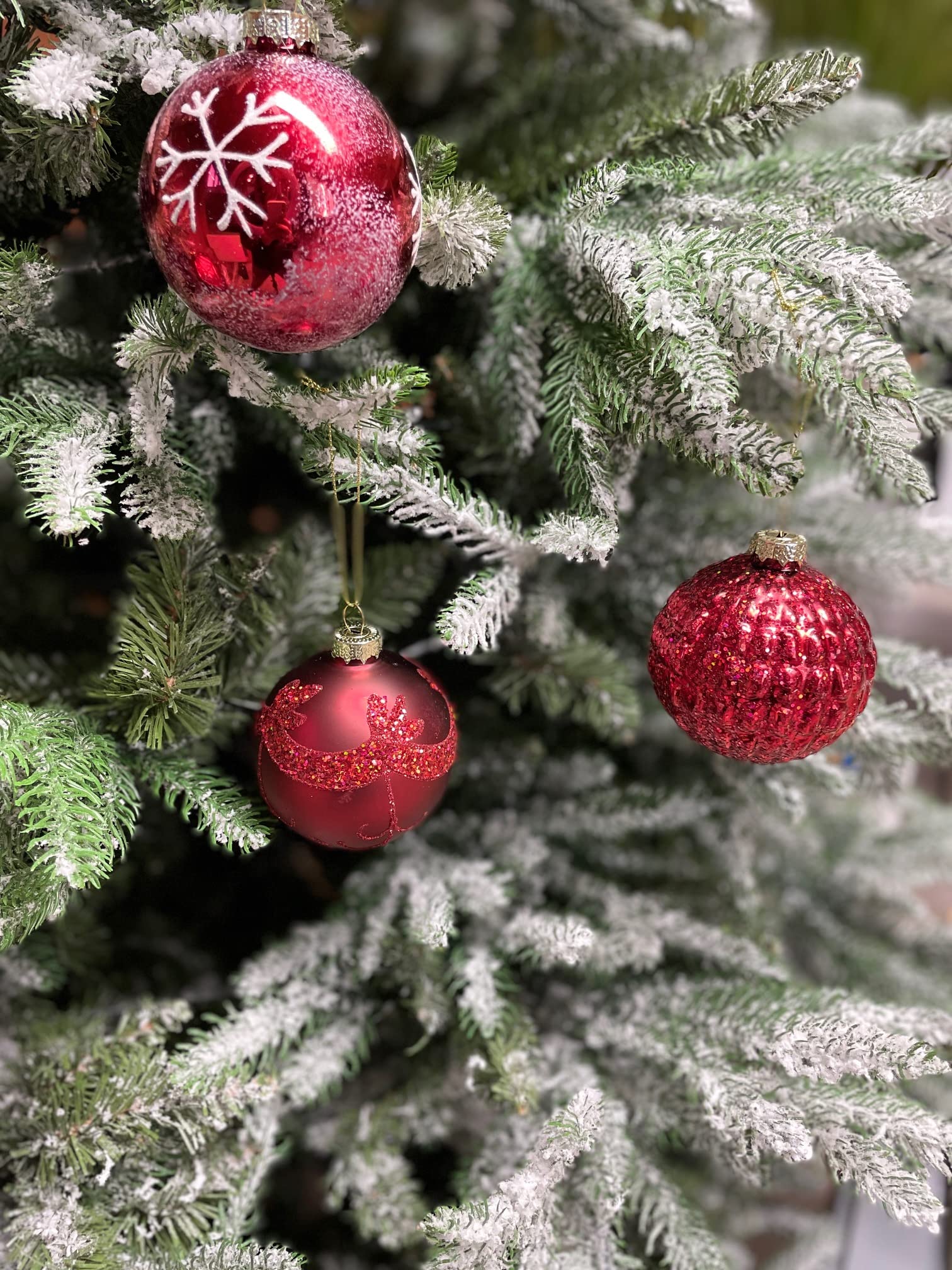 MC-Trend 12er Set edle Luxus Glas Weihnachtskugeln Ø 8cm Weihnachtsbaum Kugeln Christbaumkugeln Weihnachts Deko (ROT)