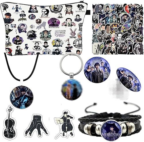 Wednesday Addams - Kit de bolsas de cosméticos para mujeres y niñas, bolsa de maquillaje, regalos para miércoles Addams, fiesta temática, bolsa de