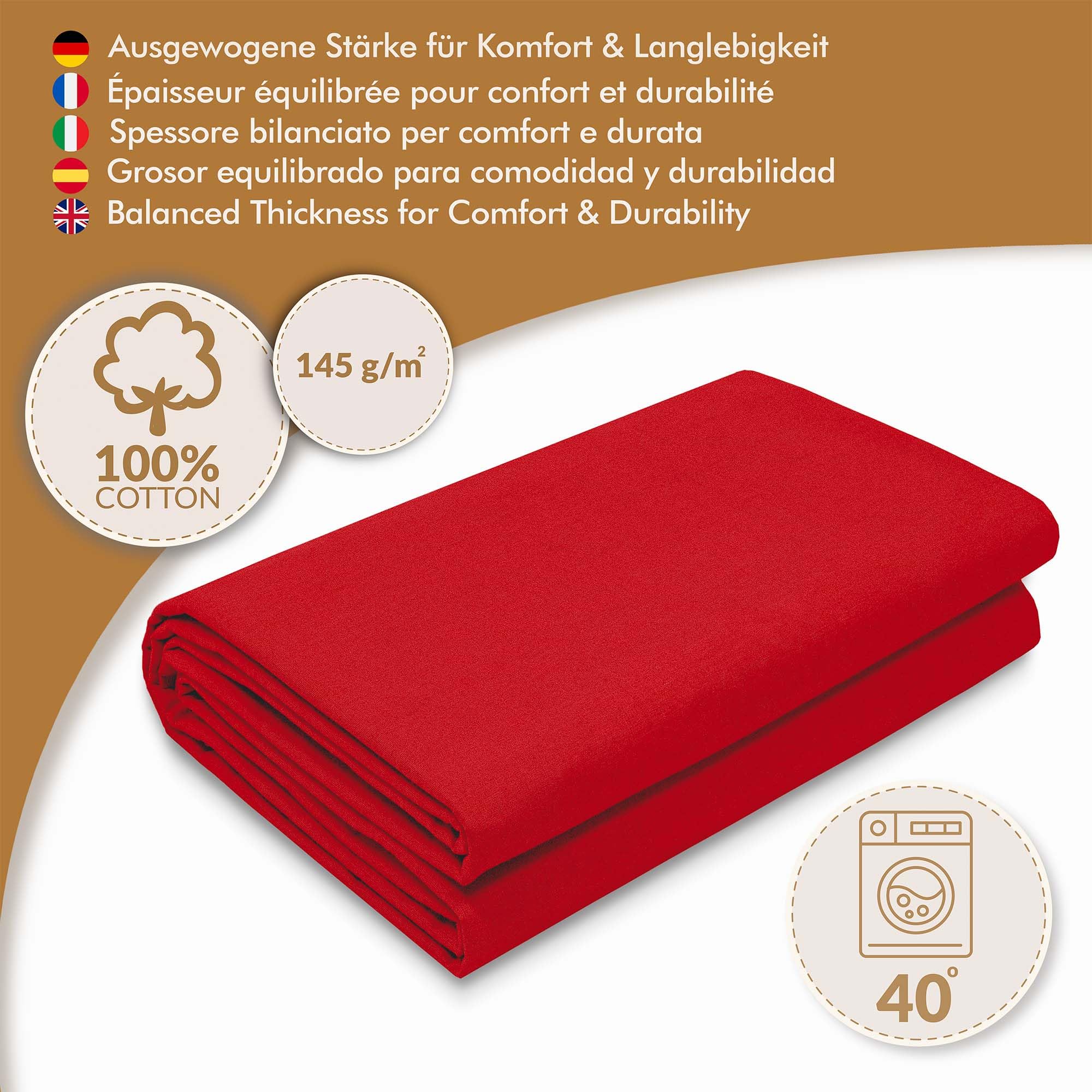 DreamRoots Stoffa cotone al metro 1Mx160cm 145 g/m² - Tessuti per tende a metro da interno, cucito creativo - Tessuto a metraggio, Rosso