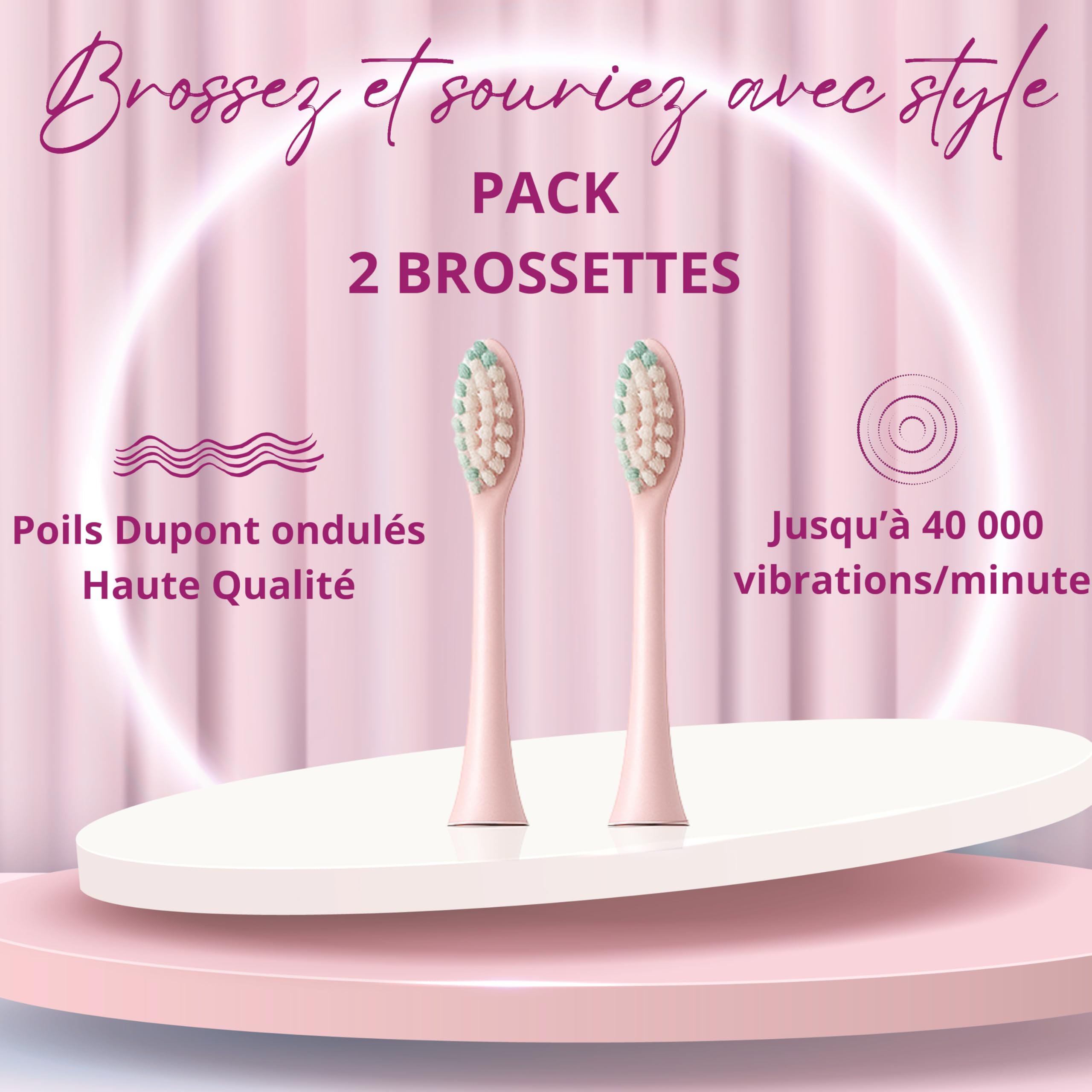 * MY HEAL* | Spazzolino da denti elettrico sonico | 3 mesi di autonomia | 5 modalità di spazzolatura con timer da 2 min integrato | Ricaricabile USB | Confezione 1 Spazzolino a dente e 2 testine di