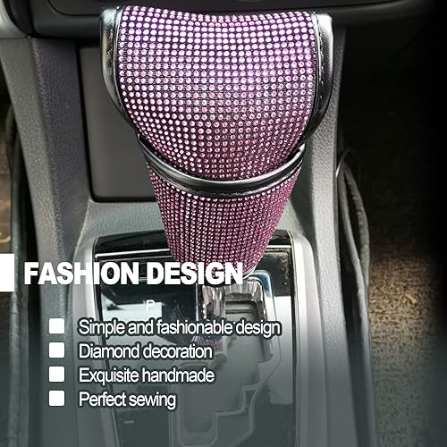 Miniatura 7 de Funda para palanca de cambios automática, protector de diamantes de imitación con purpurina de cristal, accesorios de decoración universal para