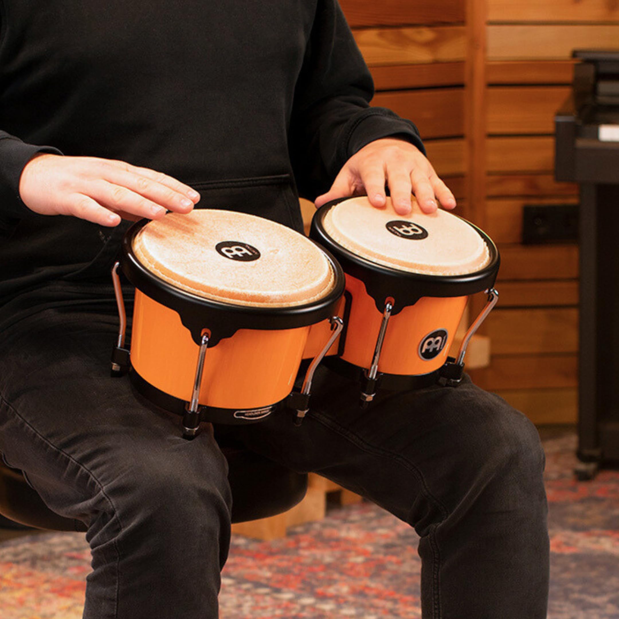 Meinl Percussion Bongos Journey Series – 2 Bongosy 6,5 i 7,5 cala – W Zestawie Klucz Do Strojenia – Tworzywo ABS, Kolor Pomarańczowy (HB50CS)