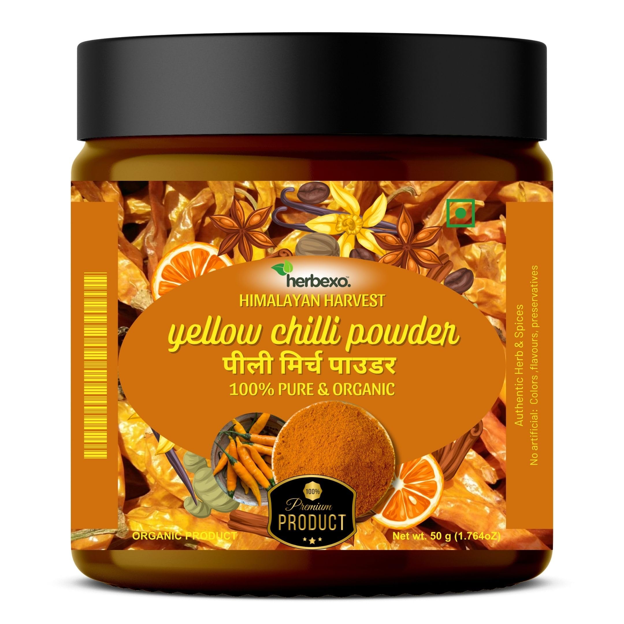 Herbexo Yellow Chilli Powder | Pili Mirch Powder (50Gm.) 100% Pure & Organic Yellow Chilli Powder (B0D2LVYPY5) Amazon Price History, Amazon Price Tracker