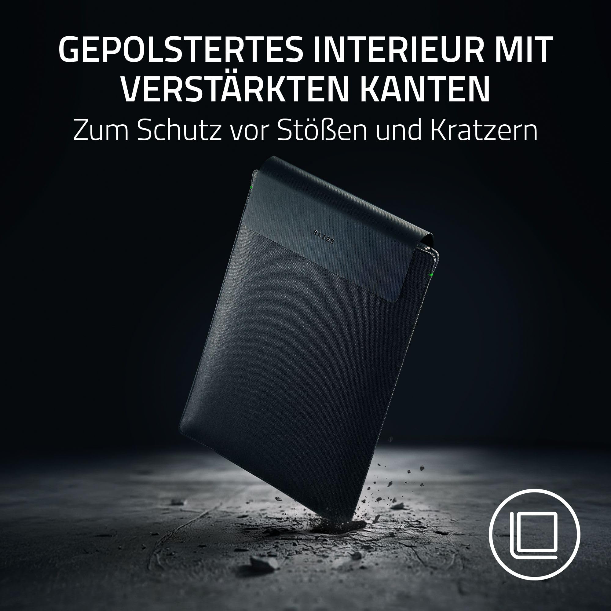 Razer Laptop Sleeve 16" mit kabellosem Laden – Zwei MagSafe-kompatible Bereiche für Smartphone und Earbuds - Schnellladen bis zu 15W - Gepolstertes Innenfutter - Leichtes Polyestergewebe | Schwarz