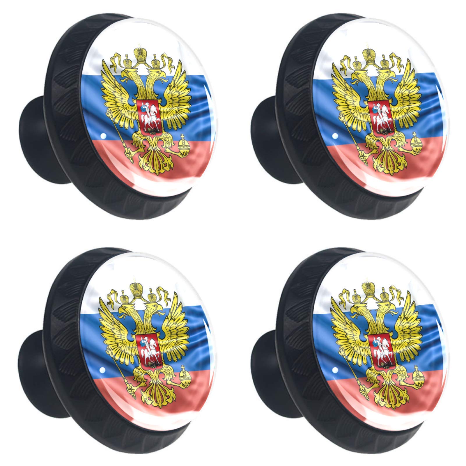 Boutons de meuble en verre de 30 mm avec finition soignée drapeau de la Russie