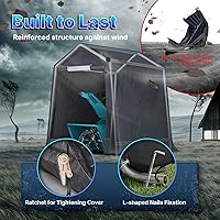 Vista 4 de ADVANCE OUTDOOR Refugio de almacenamiento de 6 x 6 pies para exteriores, cobertizo portátil con 2 puertas enrollables con cremallera y rejillas