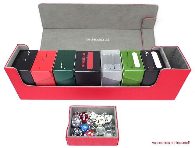 Foto 6 de 6 de docsmagic.de Premium Magnetic Tray Long Box Red Large - Card Deck Storage - Caja Roja