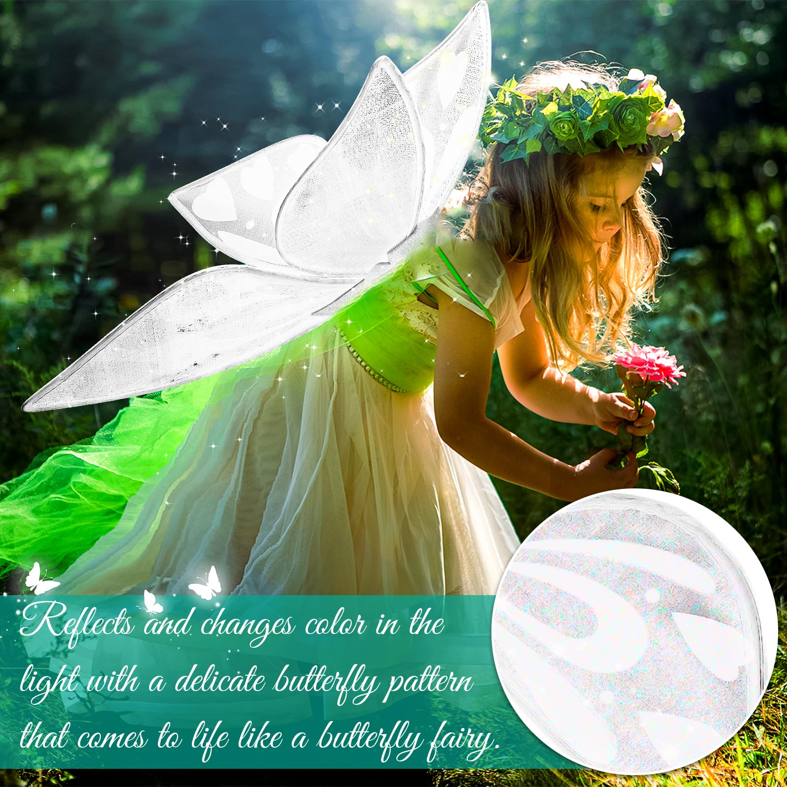 Ali Di Fata Farfalla Glitterate Per Bambine - Accessorio Costume Principessa, 3-8 Anni, Bianco